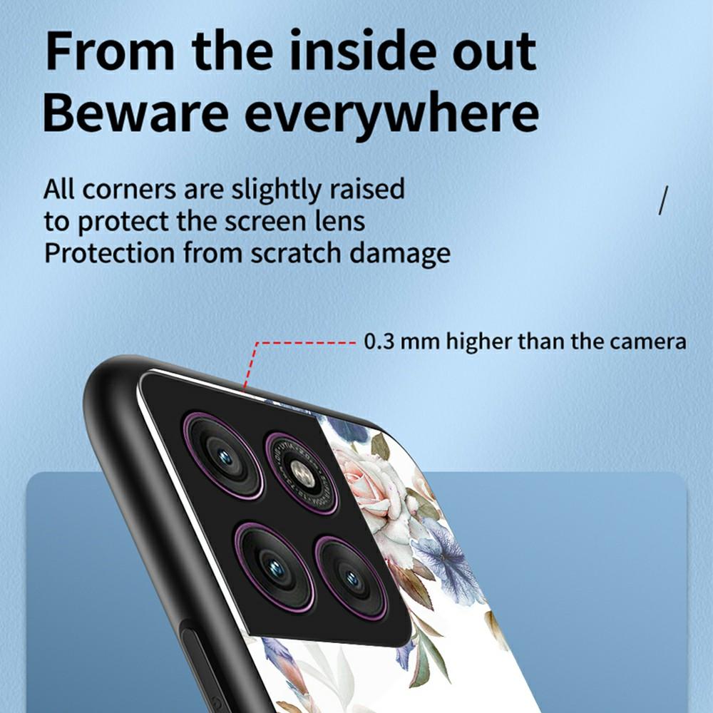Für Motorola Edge 60 Pro 5G Hülle Blumenmuster TPU+Gehärtetes Glas Schutzhülle