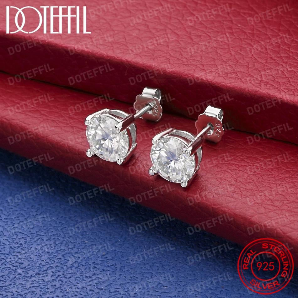 

925 Silver Moissanite Stud Earring D Color 0.1-2CT With GRA Diamond Test For Women Wedding Party Jewelry 1.5CT 7.5mm
