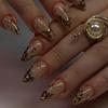 24 Stück Mandel-Press-On-Nägel mit Leopardenmuster und Mini-Blumen-French-Tips, Retro Süß Cool Acryl-Fingernägel