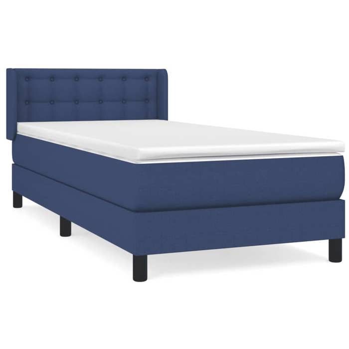 3130015 vidaXL Divan Bed with Mattress Blue 100x200 Cm Fabric