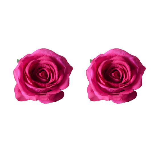 2 Pcs Realistic Artificial Rose Flower Heads Faux Silk No Stem Rose Heads