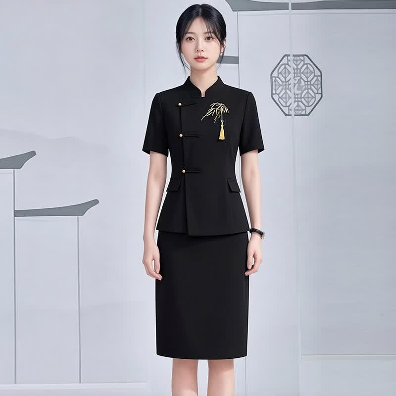 New Chinese Style Short Sleeve Professional Suit for Women M