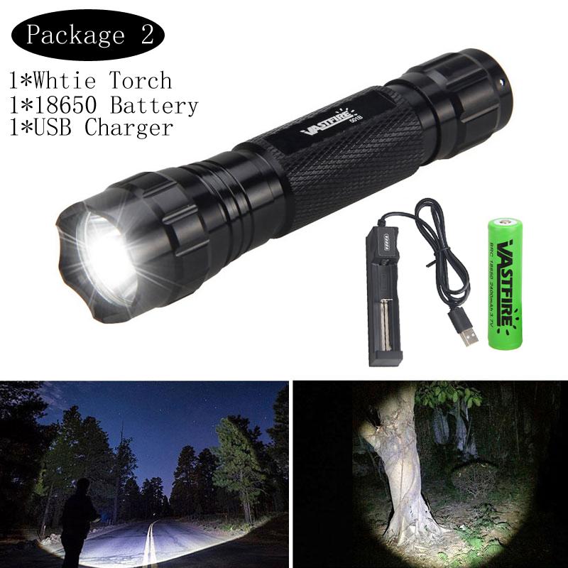 5000LM Led Hunting Flashlight Tactical Green/RED Weapon Light Outdoor Camping/Hiking/Hunting Torch+18650+Charger