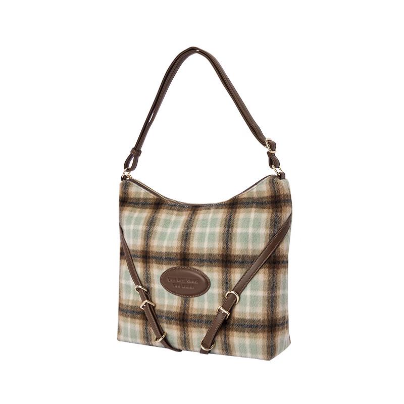 Semir Plaid Faux Wool Tote Shoulder Bag