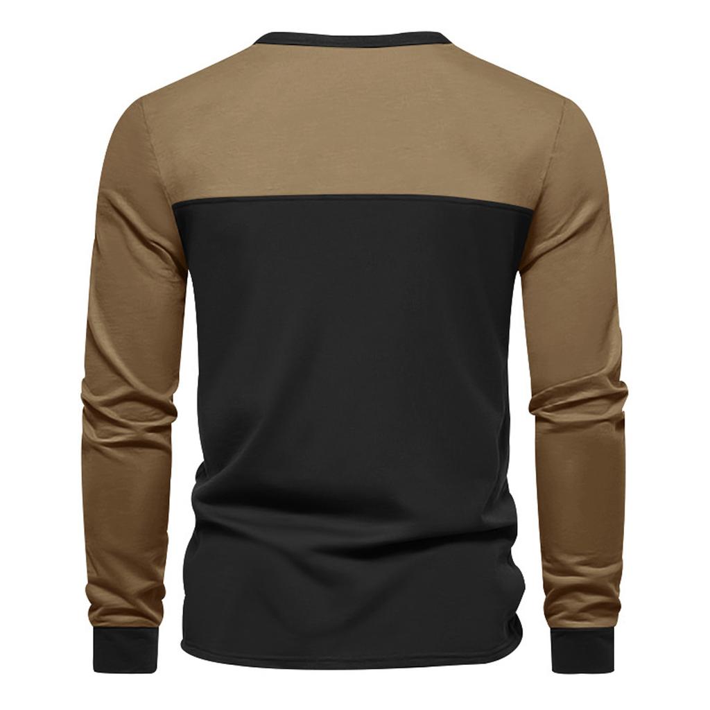 Modisches, lässiges Langarm-T-Shirt im Retro-Farbblock-Design für Herren
