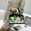 Bag Female Creative Boston Bag Cartoon Embroidery Splicing Shoulder Handheld Crossbody Bag Pillow Bag