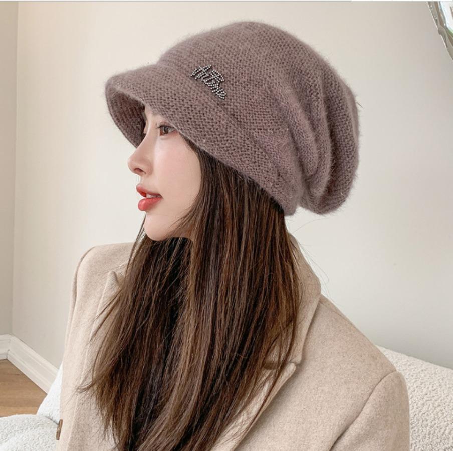 

Усовершенствованная ароматная жемчужная кроличья меховая шапка-пуловер, детская элегантная зимняя универсальная толстая вязаная шапка One size хаки