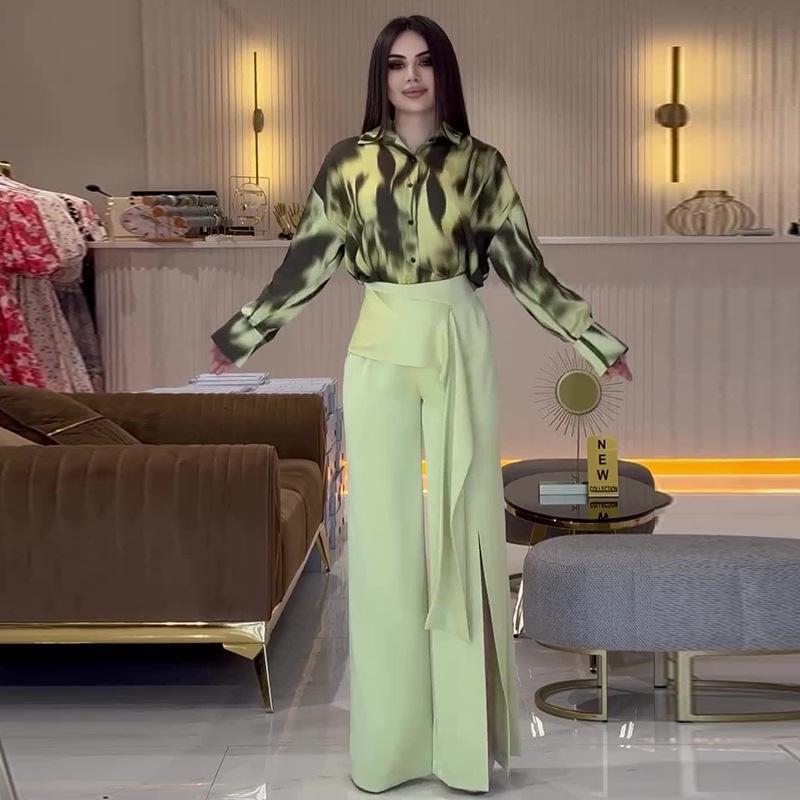 2024 Herbst Damenmode Druck Zweiteiliges Set: Leicht Reifer Stil Top und Lässige Lange Hose