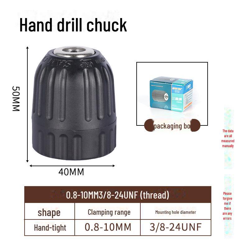 

Патрон для ручной дрели Sanou из легированной стали с 3-мя лапами и храповым механизмом, регулируемый и самоблокирующийся hand-tight drill chuck 0.8-10mm