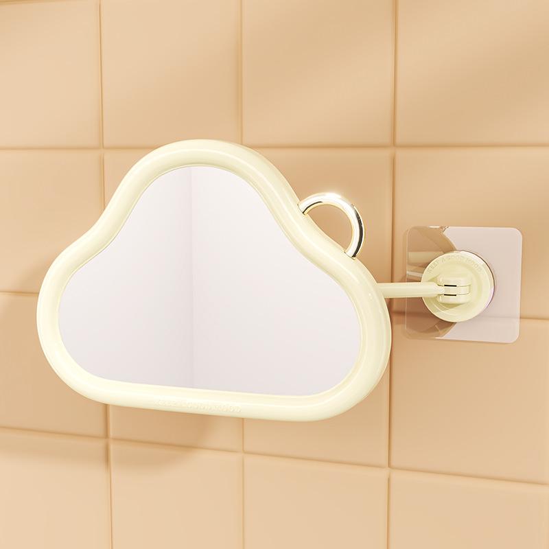 Wall-Mounted Foldable Mirror with Extending Arm – Self-Adhesive, No-Drill Installation for Bathroom and Makeup Use