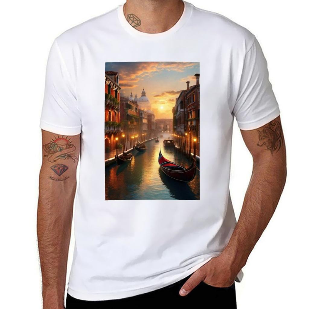 Picturesque Gondolas In The Canals Tshirt Plus Size Nonshrink Tshirt