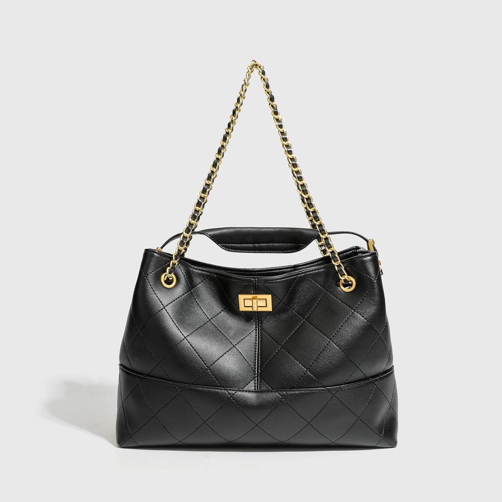 2025 New Model Color-Block Suede-Style Quilted Chain Frosted Leather Underarm Bag, Handbag, Shoulder Bag, Crossbody Bucket Bag