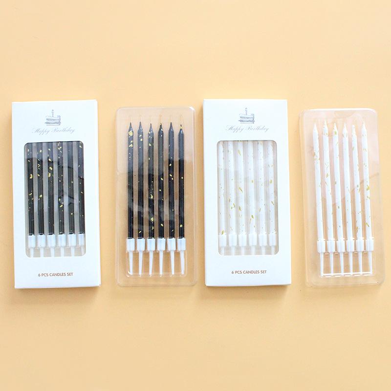 New Black Gold and White Gold A8 Pencil Candle Creative Party Party Long Pole Baking Decoration Boxed Candle