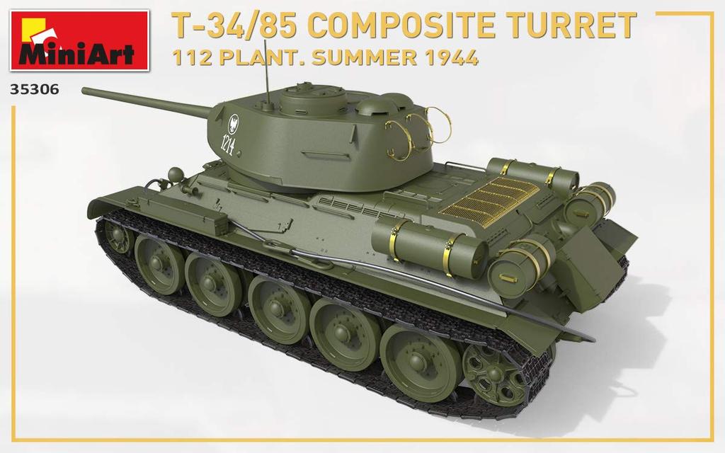 MiniArt Scale Soviet Composite Factory Summer Plastic Model Kit MA35306 1/35 T-34-85 Turret, No. 112, 1944,