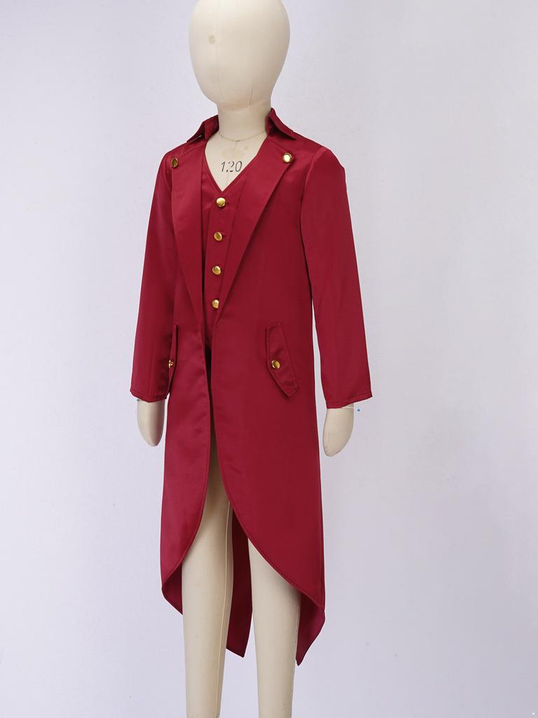 Costume Steampunk médiéval pour enfants garçons et filles, manteau d'Halloween, veste victorienne, faux manteau deux pièces