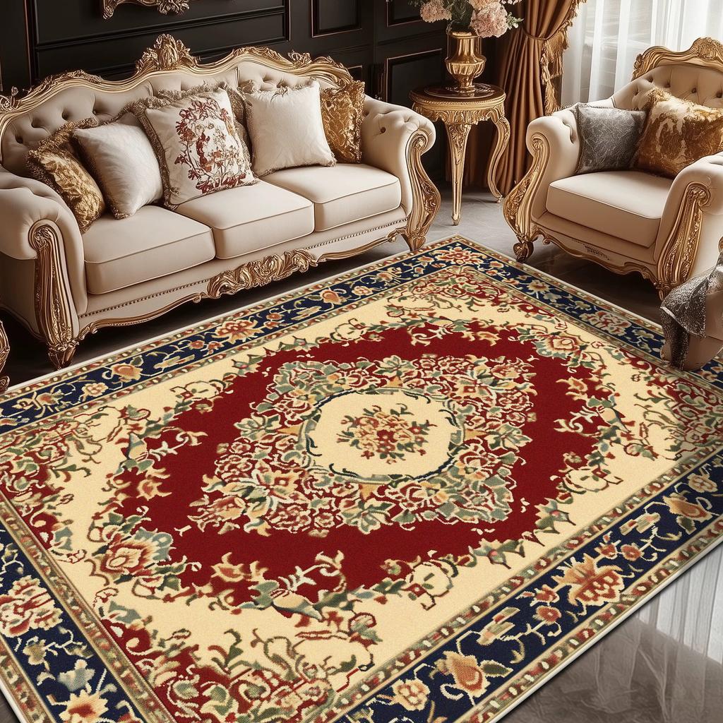European Style Luxury Living Room Carpet Persian Home Decor Bedroom Bedside Soft Floor Mat Lounge Coffee Tables Non-slip Rug