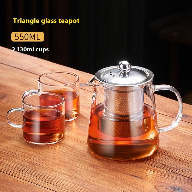 GIANXI Flower Teapot Open Flame Heating Glass Teapot Filter Tea Cup High Temperature Coffee Pot Coffee Cup Home Tea Set