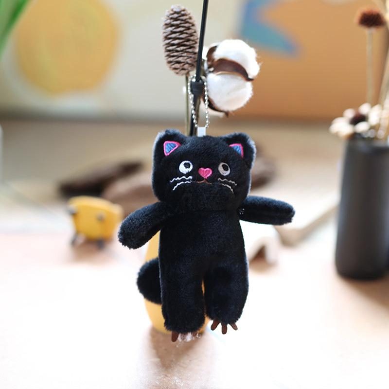 Wave Point Cat Pendant Doll Toy Keyring Bag Charm Backpack Decor Car Keys Accessories Ornament Children Plush Gift Toy