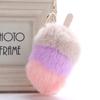 1Pcs Car Soft Pompom Fluffy Ice Cream Faux Fur Key Chain Gift Key Ring Jewelry Pendant