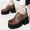 Gothic Oxfords Shoes For Women Pu Leather Black Red Flats Platform Chunky Heels Women Pumps Japanese Buckle Shoes Girls  Est