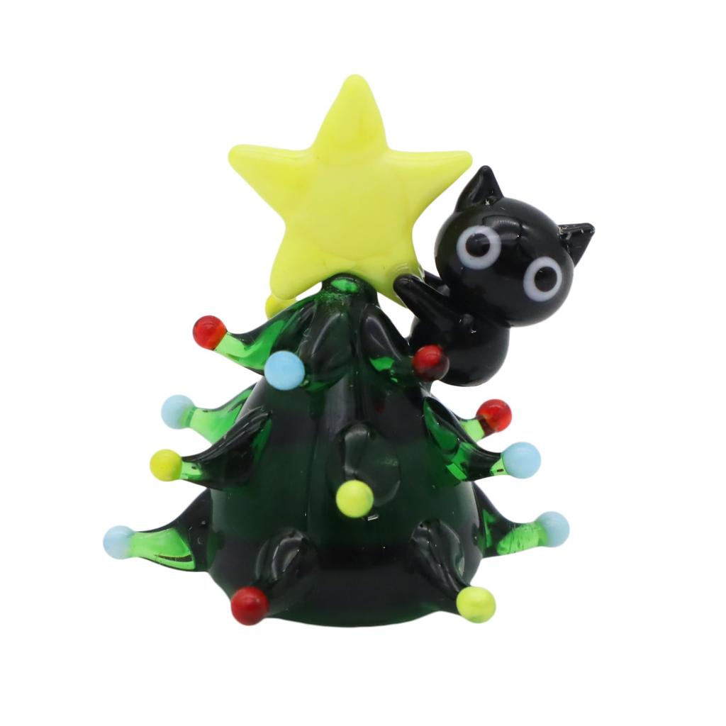 Fourcart Cute Handmade Glass Cat Catching a Star