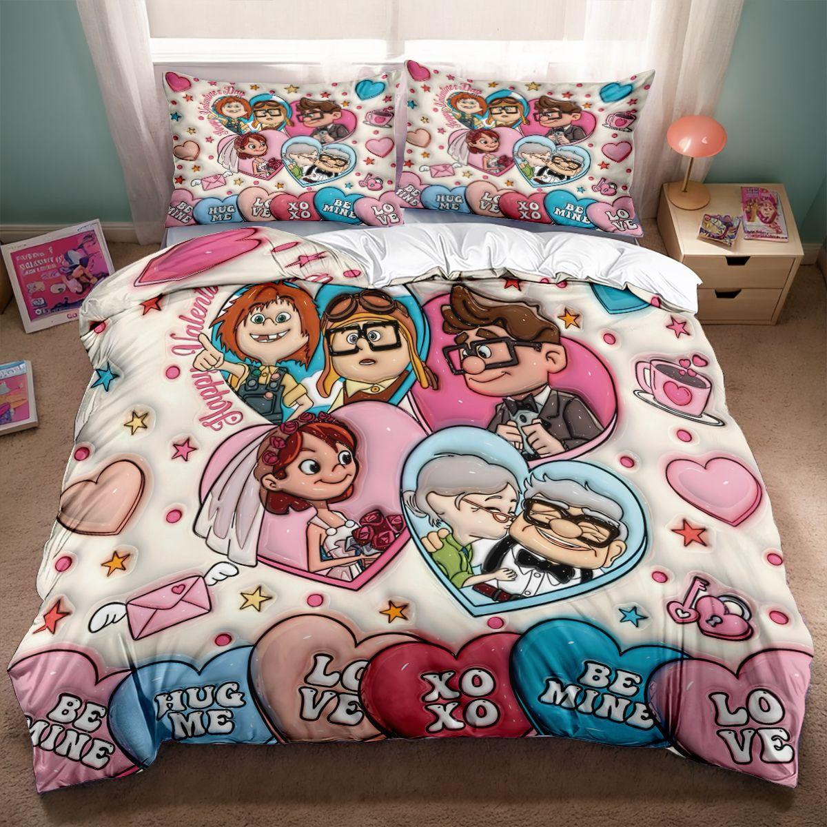 

Valentine s Day Disney Pixar Up Cartoon Duvet Cover Pillowcase Bedding Set Adult Boy Girl Bedroom Decor Children Gifts Single 135x200cm