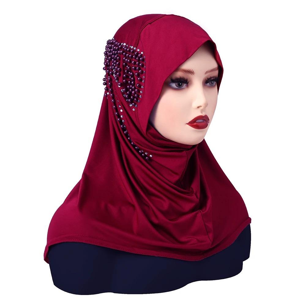 Full Cover Spandex Instant Hijab Solid Color Breathable Underscarf Elastic Islamic Scarf Islamic Wear