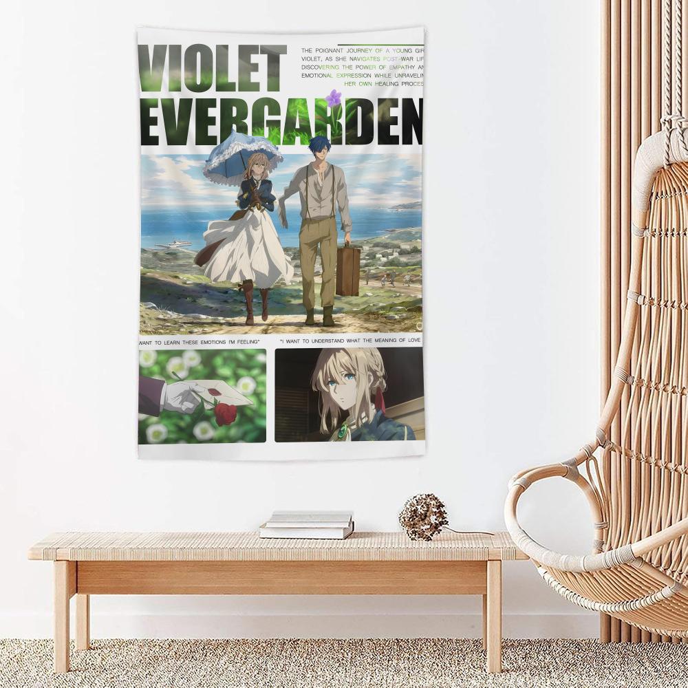 Anime VViolet Evergarden Tapestry Microfiber Wall Hanging For Bedroom Living Room Decor Outdoor Festival Garden Bar Background