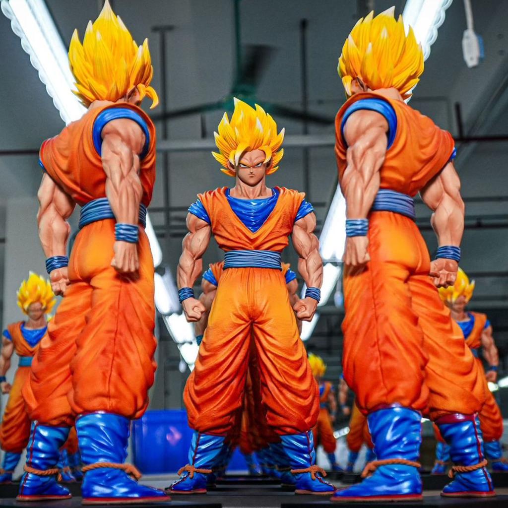 Studio Super Saiyan Goku Vegeta Ultra Figure Yellow Combat Mode Anime Model Ornament Hot Toys JT 2 Dragon Ballz and Pink Round Sensory Compression