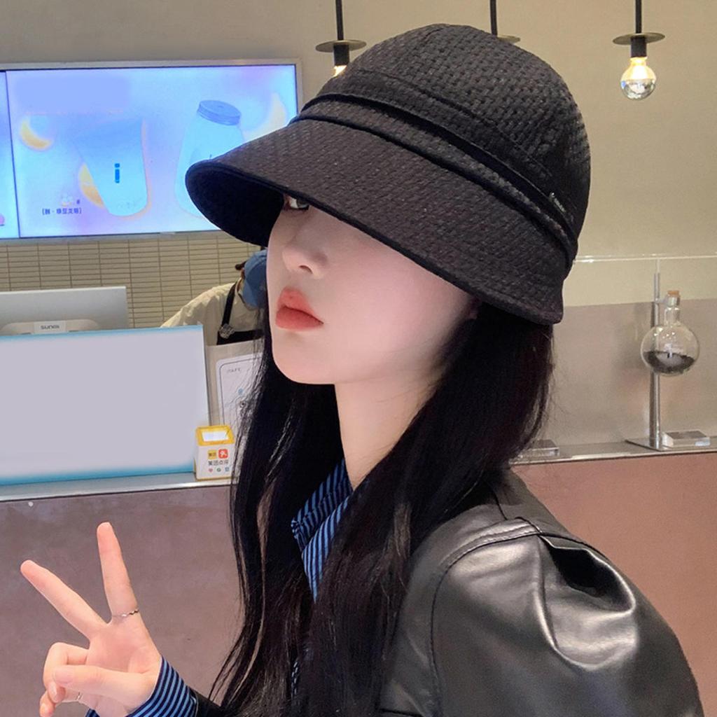 Women's Foldable Sunhat Summer Outdoor Beach Fisherman Hat Sunscreen UV Protection Cap Adjustable Polyester Wide Brim Buckle Cap