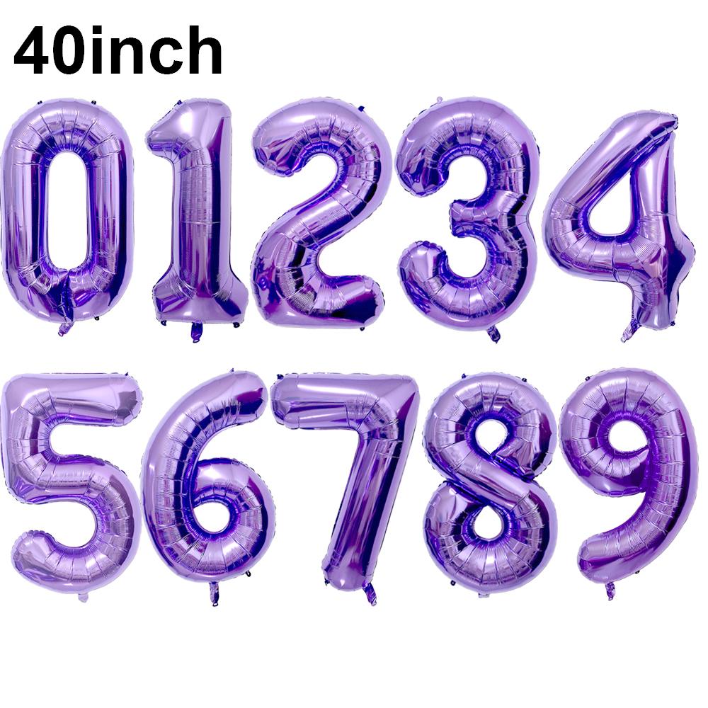 Giant 40Inch Purple Birthday Balloons 0-9 Digit Balloons for Purple Butterfly Number Birthday Party Baby Shower Decoration Favor