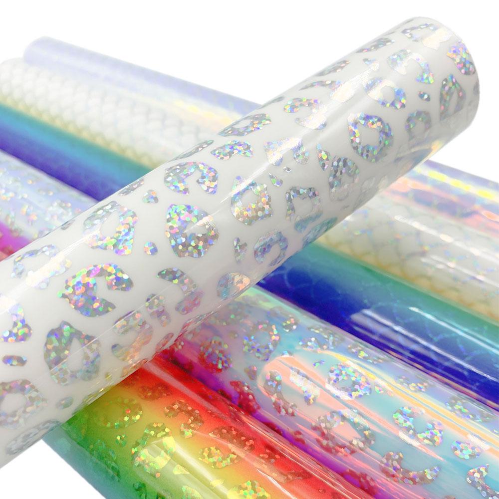 Adhesive Vinyl Holographic Rainbow Leopard Mermaid Permanent Craft Vinyl for cut Silhouette Cameo Decal Signs Stickers DIY