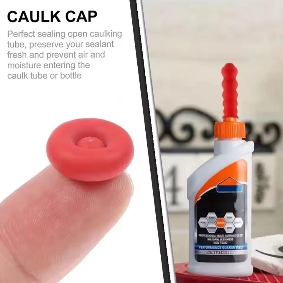 10-30pcs Caulking Gun Nozzles Cap Red Caulk Saving Caulk Glue Tip Sealing Cap For Sealing And Preserving Leakproof Sleeve Tool