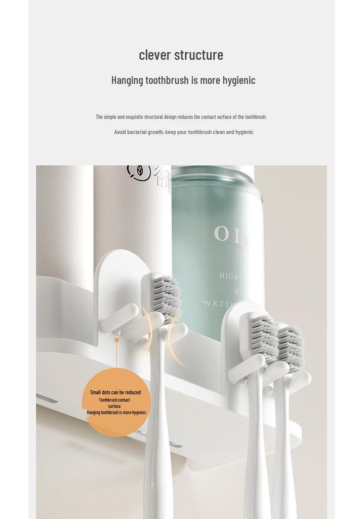 Wall-Mounted Toothbrush & Toothpaste Holder with Mouthwash Cup, Punch-Free