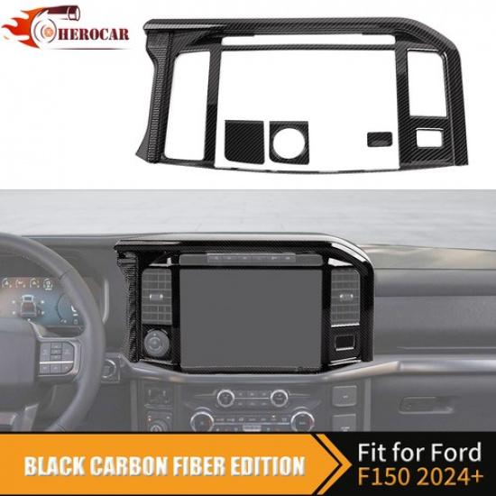 Carbon Fiber Inner Center Control Navigation Screen Trim For Ford F150 2024 2025
