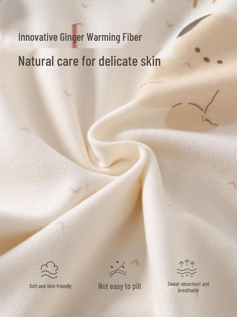 Warm Ginger Fiber Baby Bodysuit: Thick, Long-Sleeve Autumn/Winter Base Layer for Crawling
