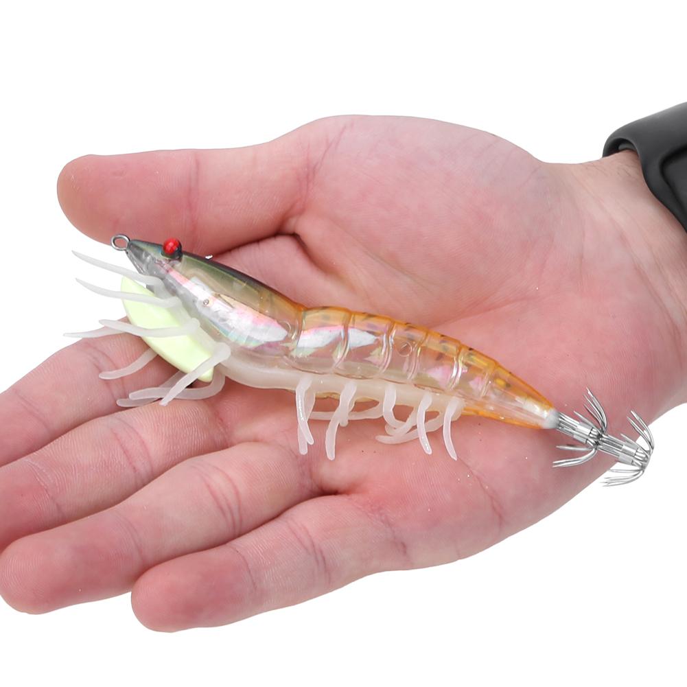 3.5g Luminous Squid Jigs Artificial Shrimp Fishing Lures with 2 Layer Hooks Fish Tackle Accessories001#