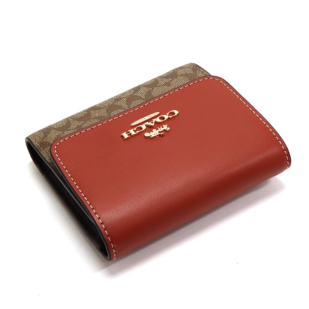 Coach Khaki and CF369 IMS4L Women's Tri-fold Wallet, Terracotta, [Used]