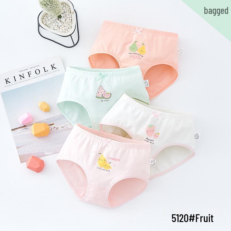 Pure Cotton Girls' Boxer Briefs - 4-Pack Cartoon Shorts for Toddlers & Kids (Ages 1-12)