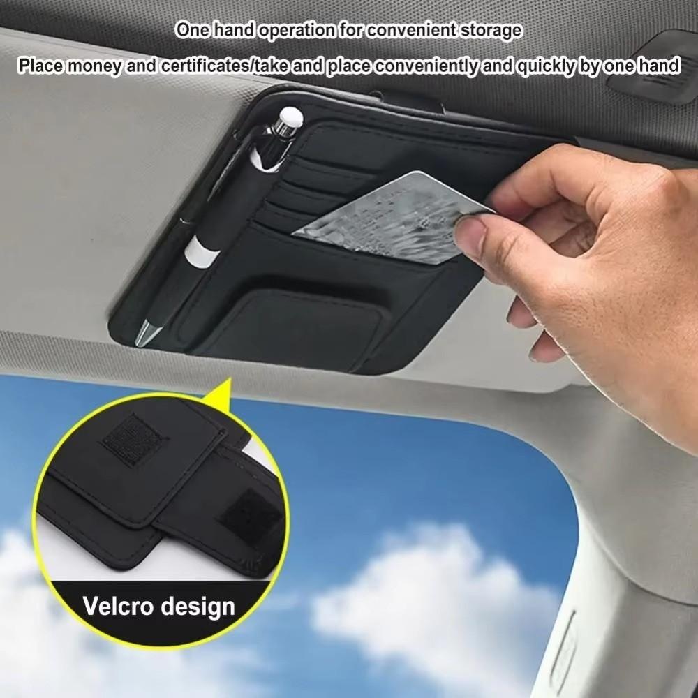 Multifunctional Car Sun Visor Organizer Wear-resisting Car Ticket Holder Eyeglass Stand Bank Card