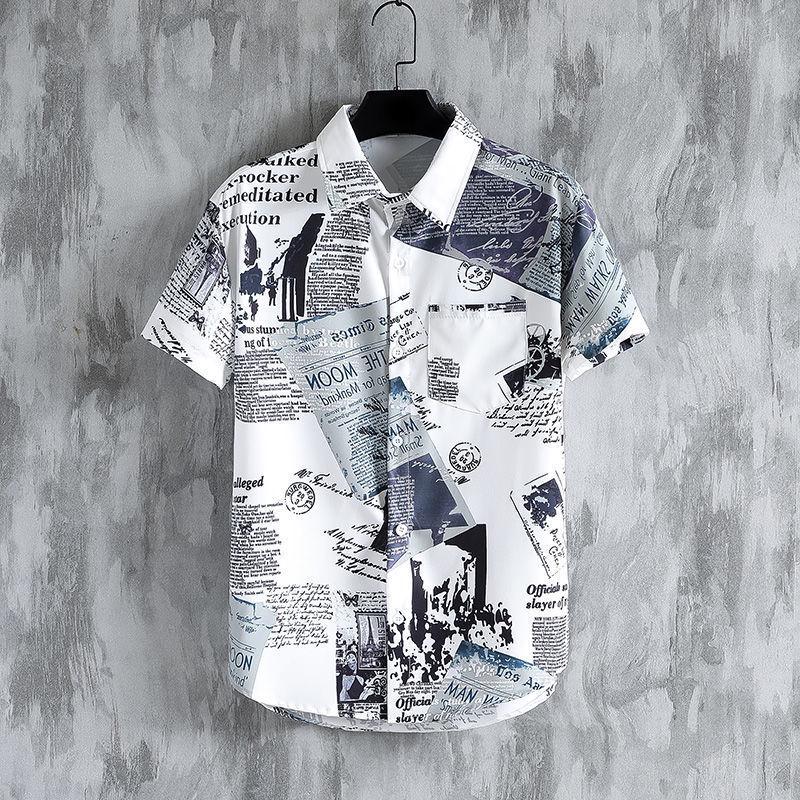 Men's Japanese Retro Floral Short-Sleeve Beach Shirt and Shorts - Plus Size Available