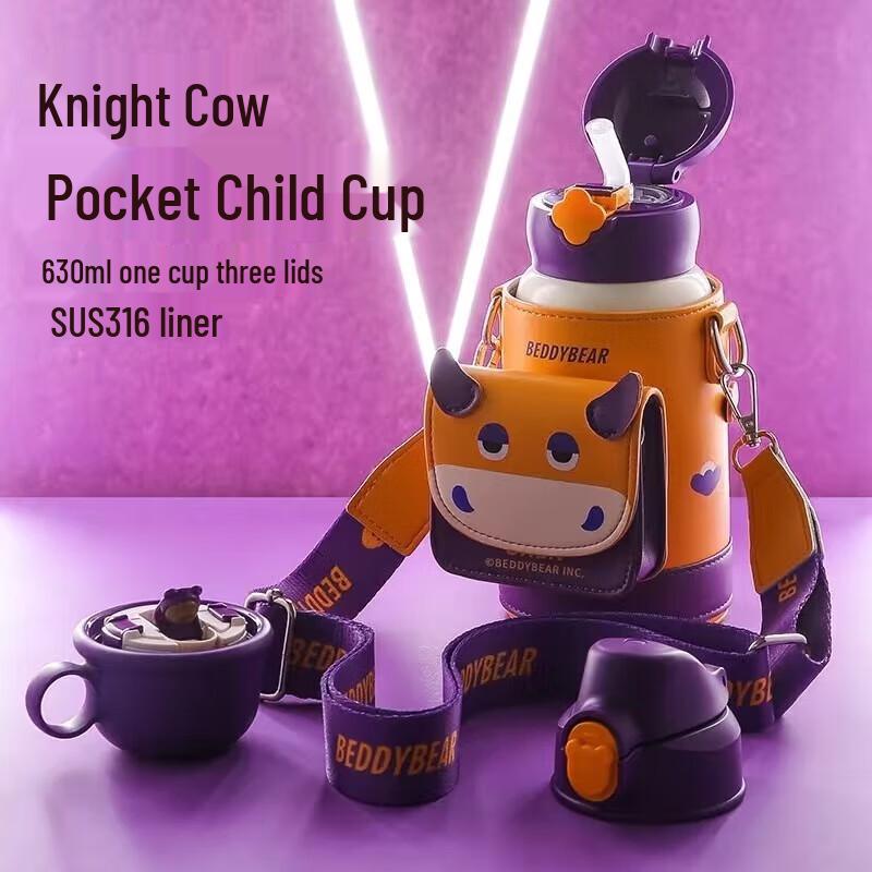 BEDDYBEAR Four-leaf Clover Zodiac 3-Lid Insulated Water Bottle