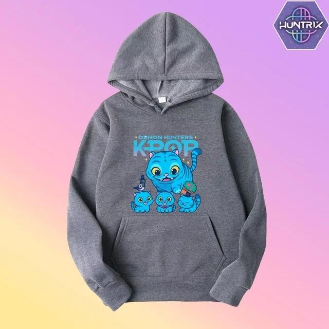 Kid s Loose Casual Pullover Hoodie KPop Demon Hunter Street Fashion Printed Top 110cm