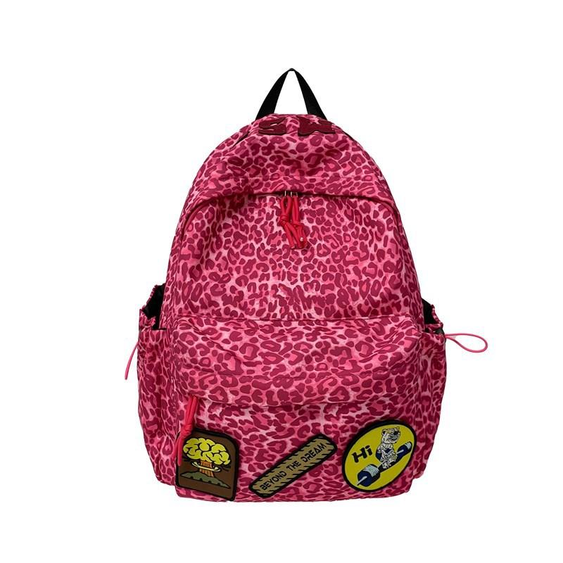 Trend Leopard Print Backpack Large Capacity Korean Female Junior High School Students Minority Leisure Student Backpack
