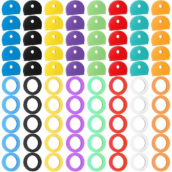 Vibit 80 Pack Key Caps Covers 1 Inch Standard & 0.95 Inch Round Key Caps Set 2 Styles Key Head Protectors for Small Regular Round Flat House Keys