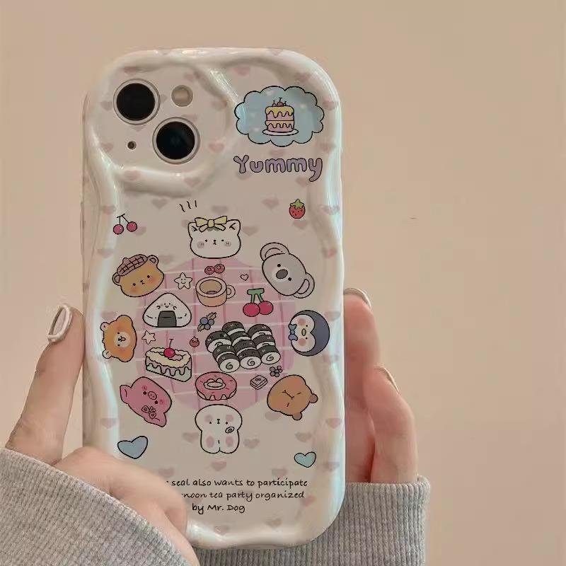 Coal Ball Biscuits Suitable for Apple 16pro Mobile Phone Case 15 New Women's IPhone 14promax 13 Cream Pattern