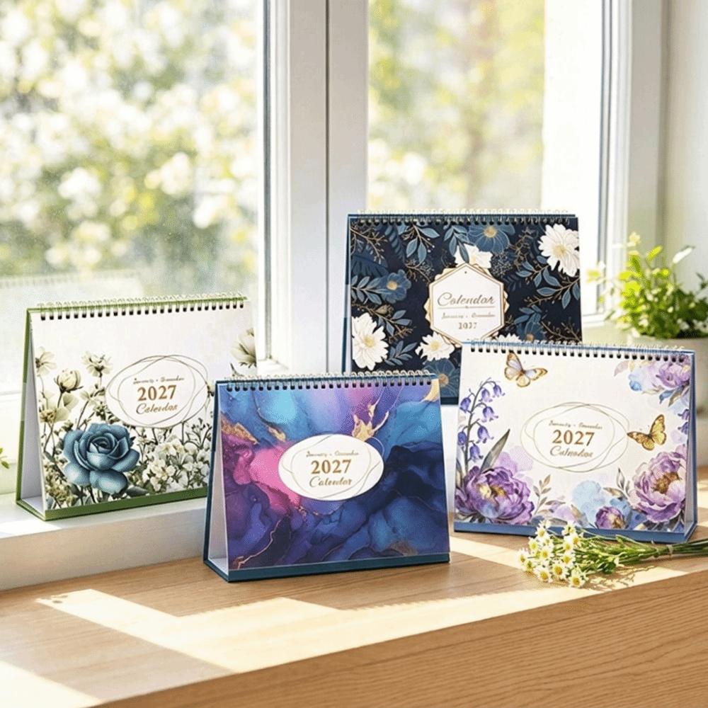 Jan. 2027 - Dec. 2027 Double-coil Calendar Foldable English Calendar  Home