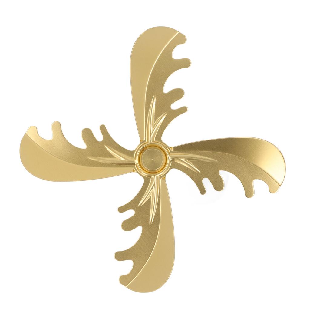 4 Blades Fireplace Fan Aluminum Alloy Home Wood Stove Fan Blade 180mm Diameter Christmas Deer Style Gold