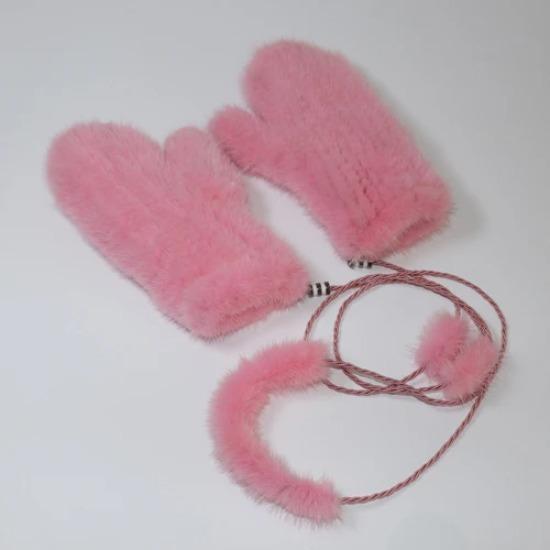 New Knitted Natural Mink Fur Gloves Women Winter Warm Good Elastic Mink Fur Mittens Russian Female Genuine Fur Glove