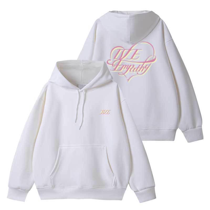 Hanorac IVE Empathy: Hanorac larg cu imprimeu, căptușit cu fleece subțire, perfect pentru toamnă și iarnă.